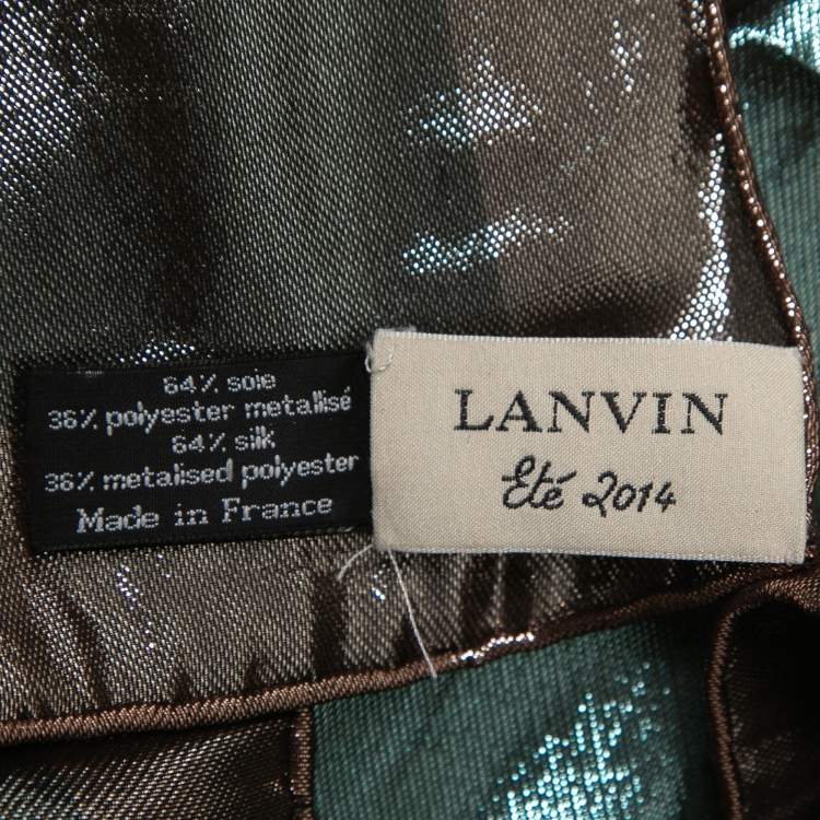 Pre Owned Lanvin Green/Brown I Am Addicted to Gloss Lurex Silk Scarf