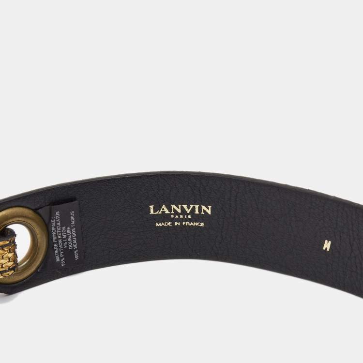 Pre Owned Lanvin Gold Snakeskin and Leather Adjustable Waist Belt 