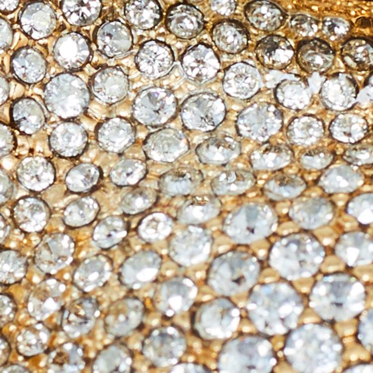 Pre Owned Lanvin Asymmetrical Crystals Gold Tone Earrings