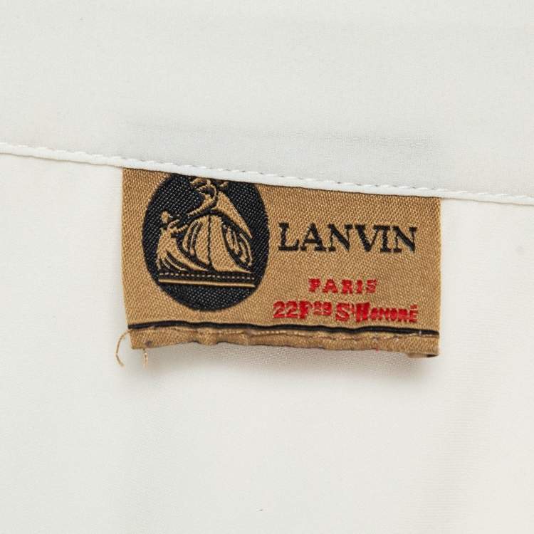 Pre Owned Lanvin White Printed Crepe Mini Dress S