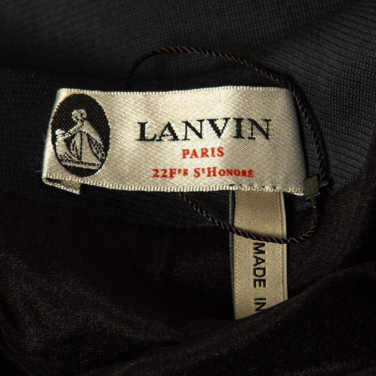 Pre Owned Lanvin Navy Blue Embellished Sleeve Short Dress  XS