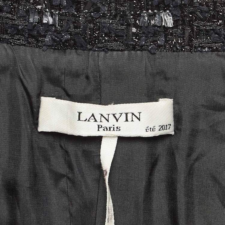 Pre Owned Lanvin Black Shiny Tweed Zip-Up Waistcoat S