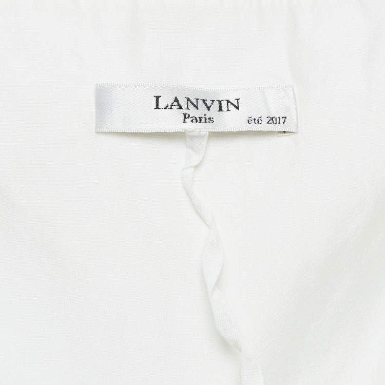 Pre Owned Lanvin White Chiffon Triple-Buckle-Up Wrap Skirt S