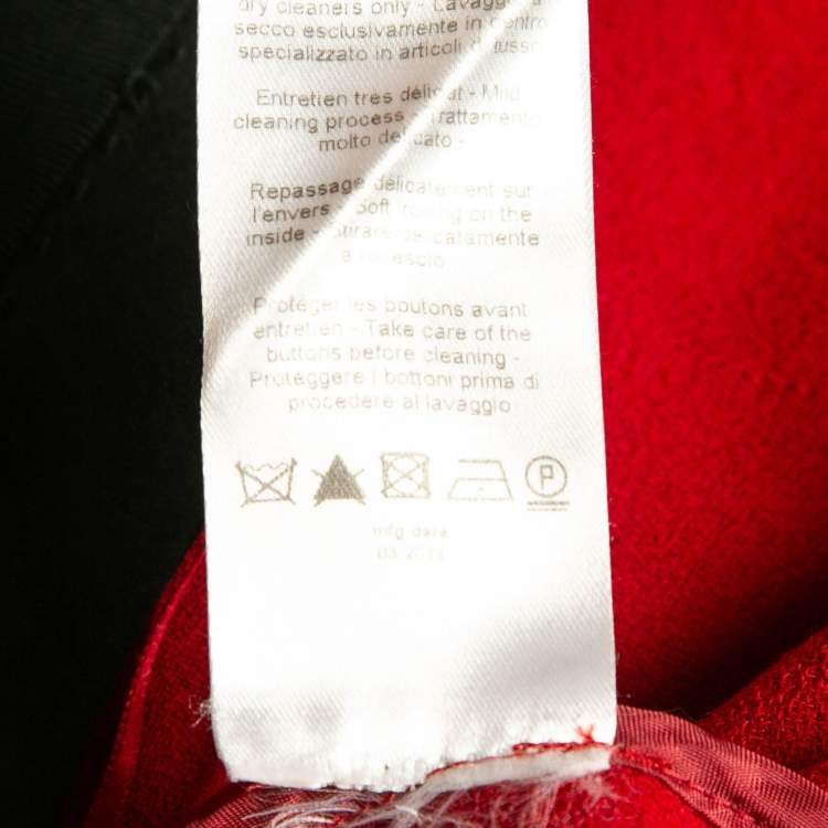 Pre Owned Lanvin Red Wool Belted Wide-Leg Trousers S