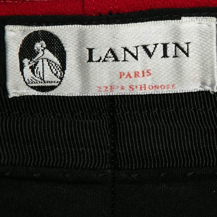 Pre Owned Lanvin Red Wool Belted Wide-Leg Trousers S