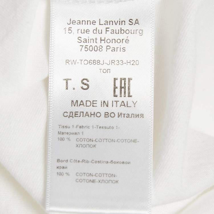 Pre Owned Lanvin White Printed Cotton Jersey T-Shirt S