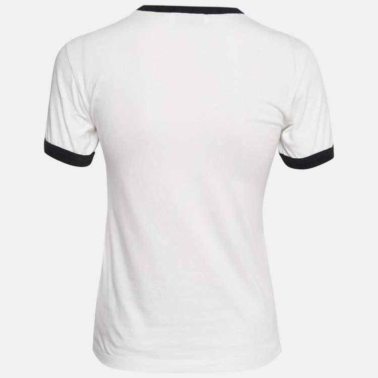 Pre Owned Lanvin White Printed Cotton Jersey T-Shirt S