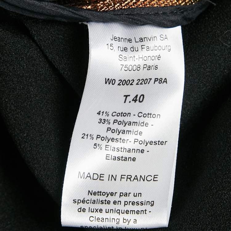 Pre Owned Lanvin Gold Lurex Cotton Blend Gathered Short Dress M