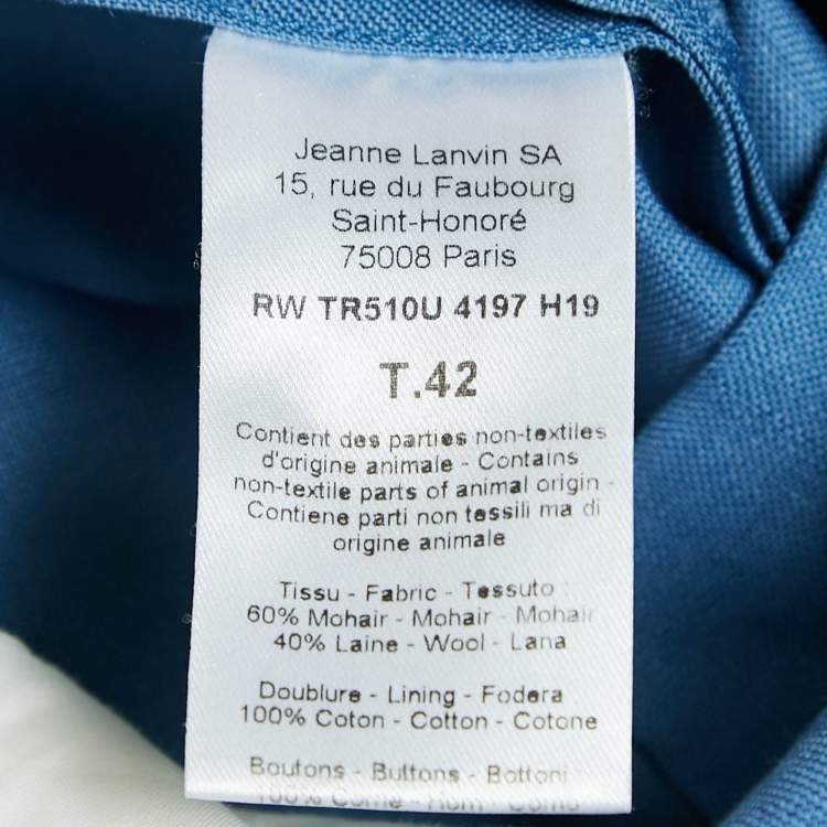 Pre Owned Lanvin Navy Blue Mohair Blend Straight Leg Trousers L