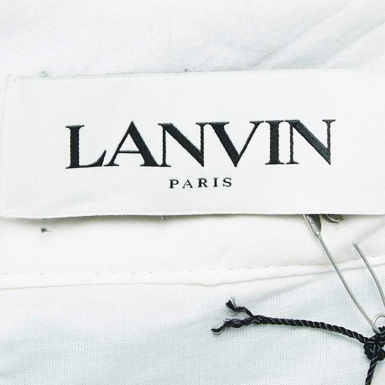Pre Owned Lanvin Navy Blue Mohair Blend Straight Leg Trousers L