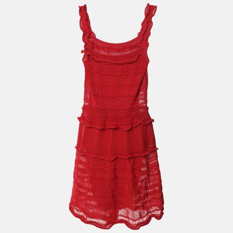 Pre Owned Lanvin Red Knit Knee-Length Dress TL