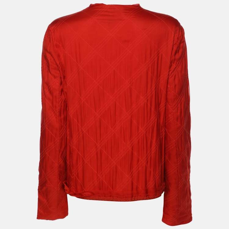 Pre Owned Lanvin Red Viscose Button Front Cardigan S