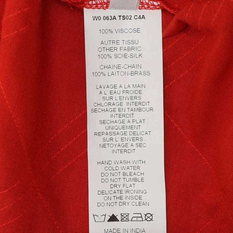 Pre Owned Lanvin Red Viscose Button Front Cardigan S