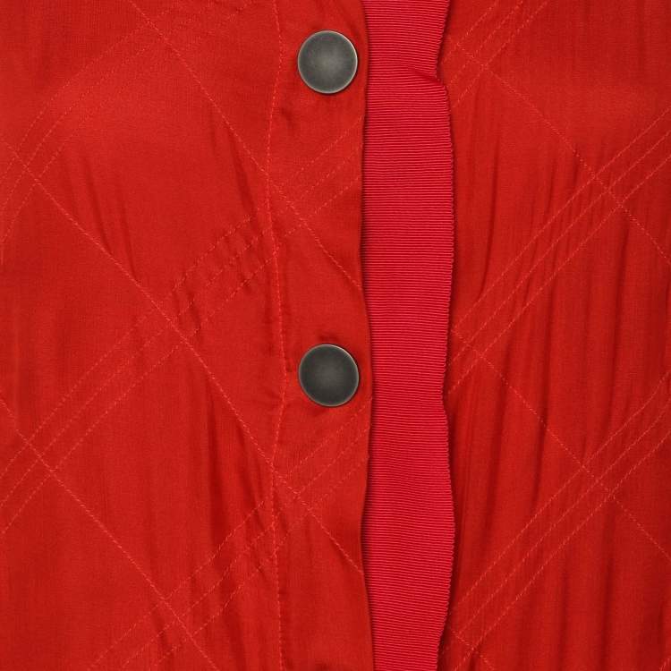 Pre Owned Lanvin Red Viscose Button Front Cardigan S