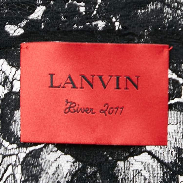 Pre Owned Lanvin Black Floral Lace Full Sleeve Shrug M
