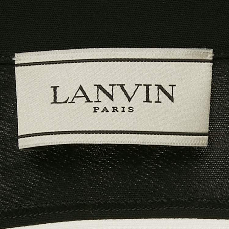 Pre Owned Lanvin Black/White Stripe Panelled Crepe Oversized Shirt M