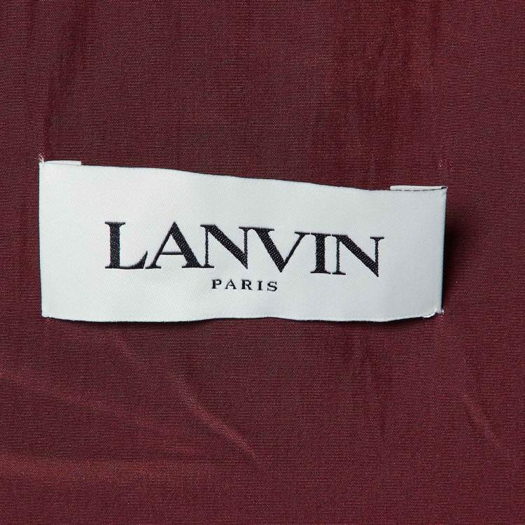 Pre Owned Lanvin Maroon Sateen Pleated One Shoulder Dress L