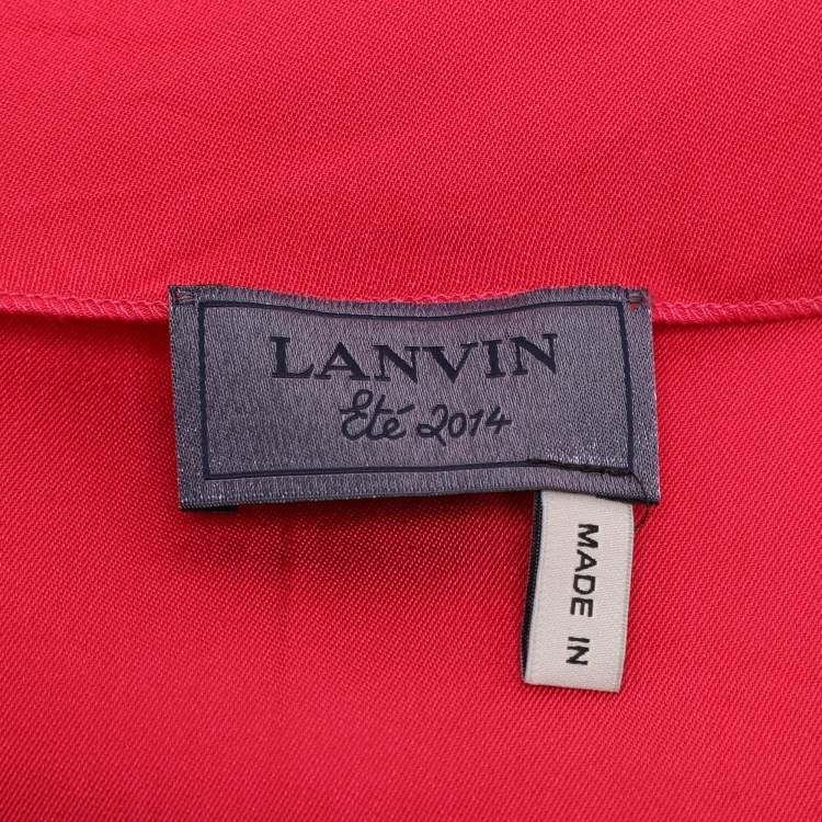 Pre Owned Lanvin Pink Stretch Satin Ruffle Shoulderless Asymmetric Dress L