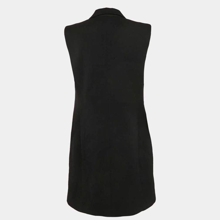 Pre Owned Lanvin Black Wool Sleeveless Coat L
