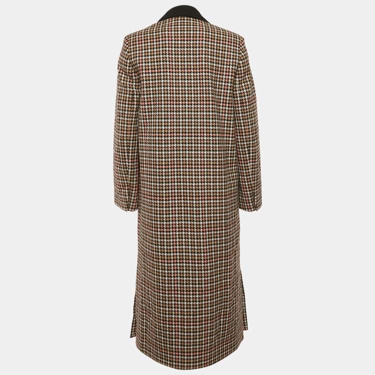 Pre Owned Lanvin Brown Houndstooth Wool Coat M