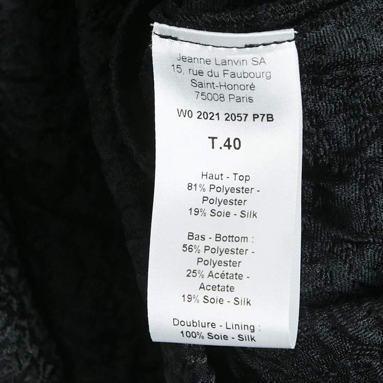 Pre Owned Lanvin Black Satin and Textured Jacquard Bow Detail Strapless Mini Dress M