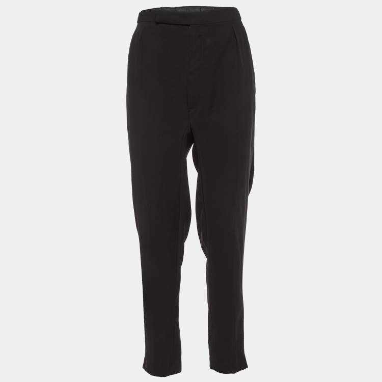 Pre Owned Lanvin Black Crepe Tapered Trousers M