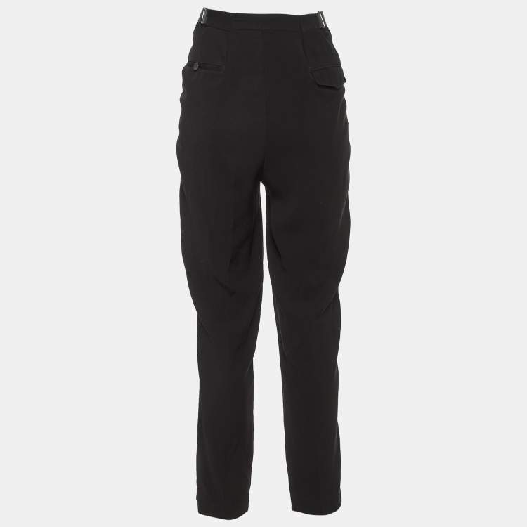 Pre Owned Lanvin Black Crepe Tapered Trousers M