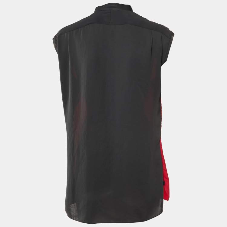 Pre Owned Lanvin Pink & Black Sleeveless Button Front Shirt M