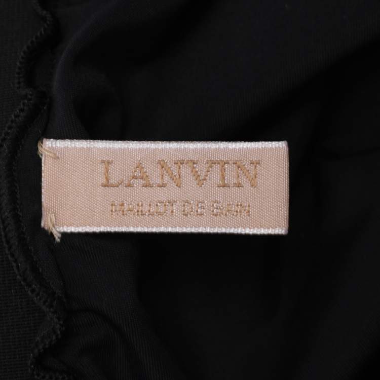 Pre Owned Lanvin Black Stretch Satin Maxi Skirt M