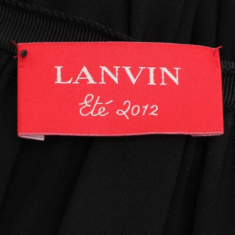 Pre Owned Lanvin Black Silk Layered Ruffle Maxi Skirt L