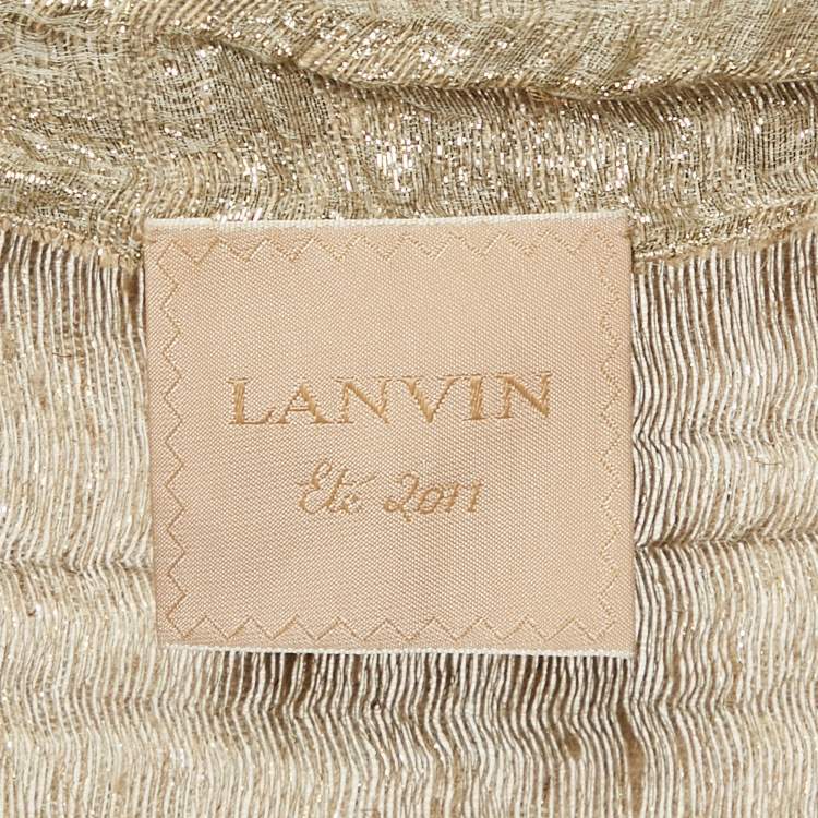 Pre Owned Lanvin Gold Lurex Knit Drape Style Top M