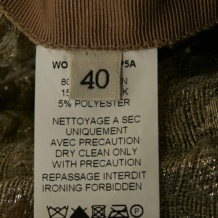 Pre Owned Lanvin Gold Lurex Knit Drape Style Top M