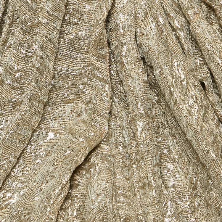 Pre Owned Lanvin Gold Lurex Knit Drape Style Top M