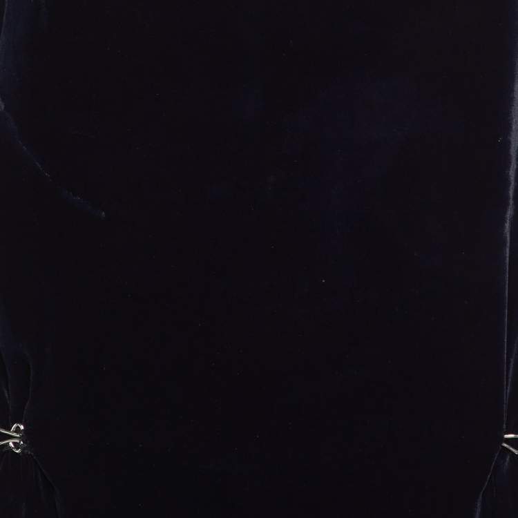 Pre Owned Lanvin Navy Blue Velvet Sleeveless Maxi Dress M