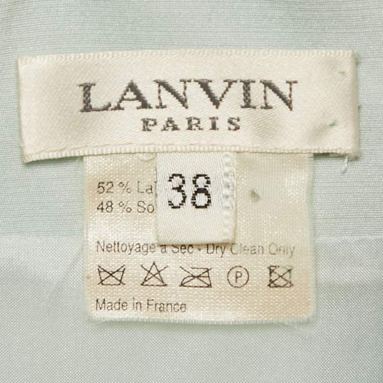 Pre Owned Lanvin Green Embellished Wool Blend Sleeveless Top M  