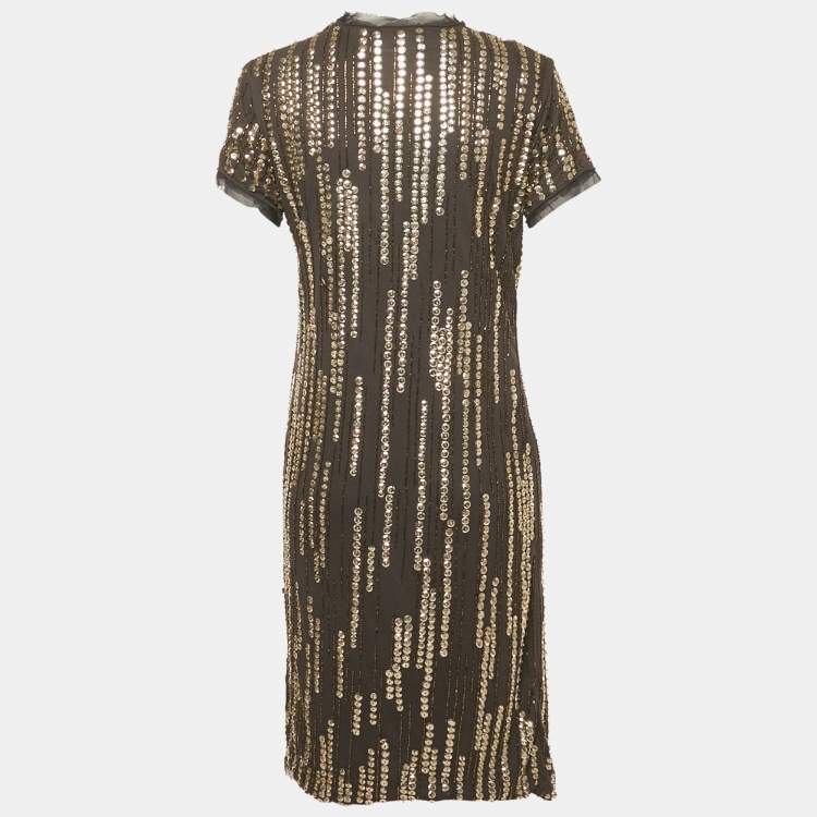 Pre Owned Lanvin Black Sequin Embellished Jersey Short Dress S