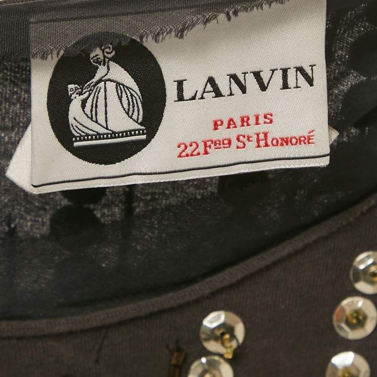 Pre Owned Lanvin Black Sequin Embellished Jersey Short Dress S