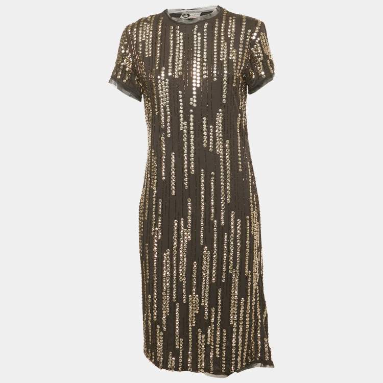 Pre Owned Lanvin Black Sequin Embellished Jersey Short Dress S