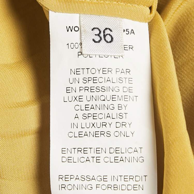 Pre Owned Lanvin Yellow Satin Gathered Mini Dress S