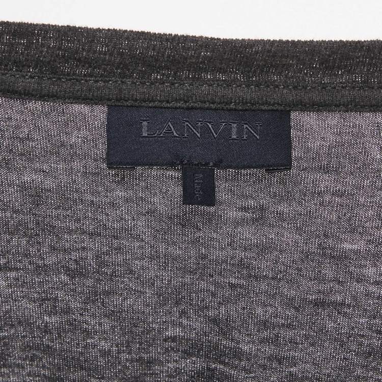 Pre Owned Lanvin Grey Lurex Paneled Jersey T-Shirt L
