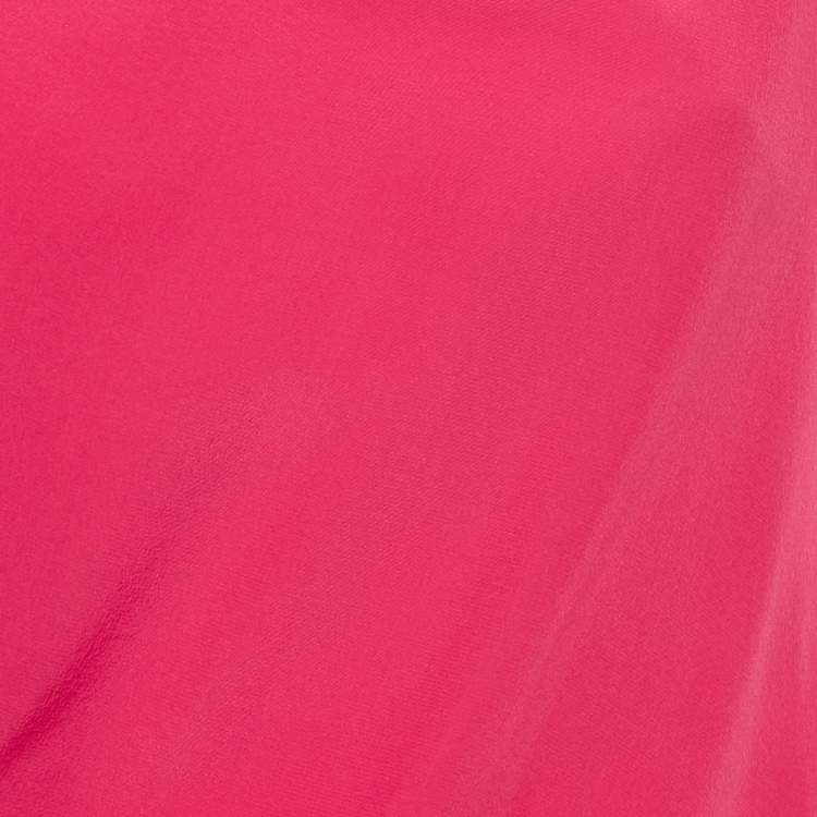 Pre Owned Lanvin Pink Silk Drape Neck Detail Top M
