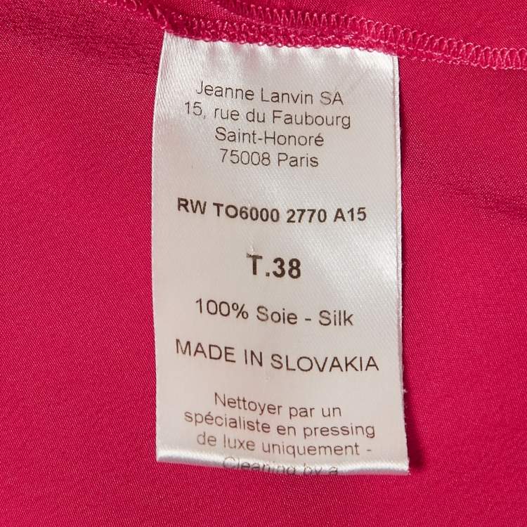Pre Owned Lanvin Pink Silk Drape Neck Detail Top M