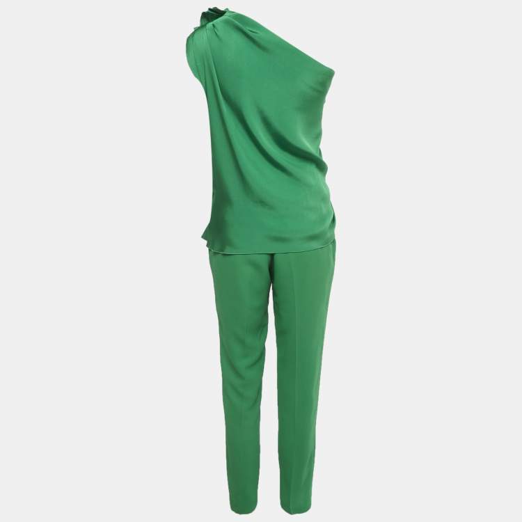 Pre Owned Lanvin Green Crepe Top & Pants Set S 