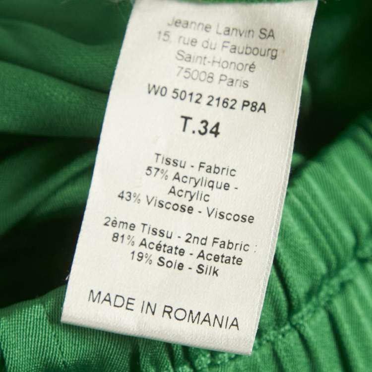 Pre Owned Lanvin Green Crepe Top & Pants Set S 