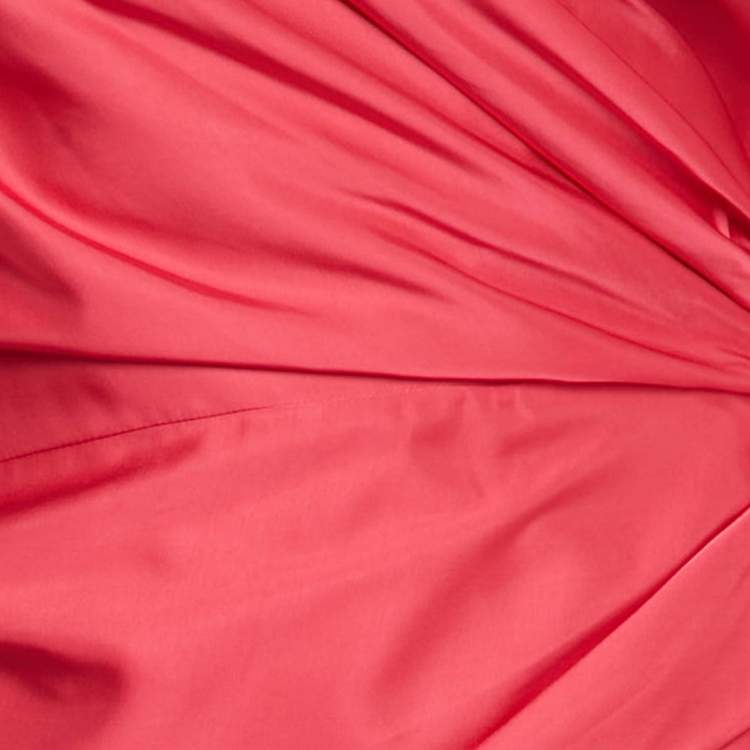 Pre Owned Lanvin Pink Satin Draped Wrap Maxi Dress S