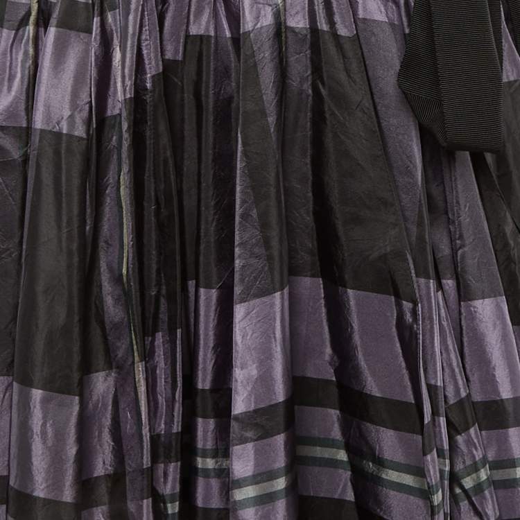 Pre Owned Lanvin Purple/Black Checkered Print Maxi Skirt M