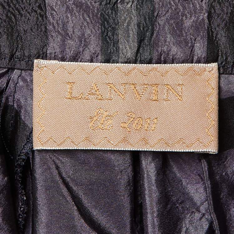 Pre Owned Lanvin Purple/Black Checkered Print Maxi Skirt M