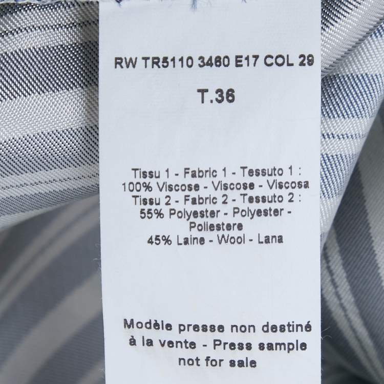 مملوكة مسبقًا Lanvin White/Navy Blue Striped Satin Trousers S