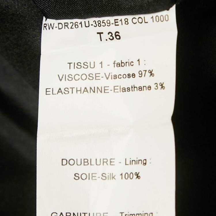 Pre Owned Lanvin Black/ White Logo Print Crepe Plunge Neck Dress S