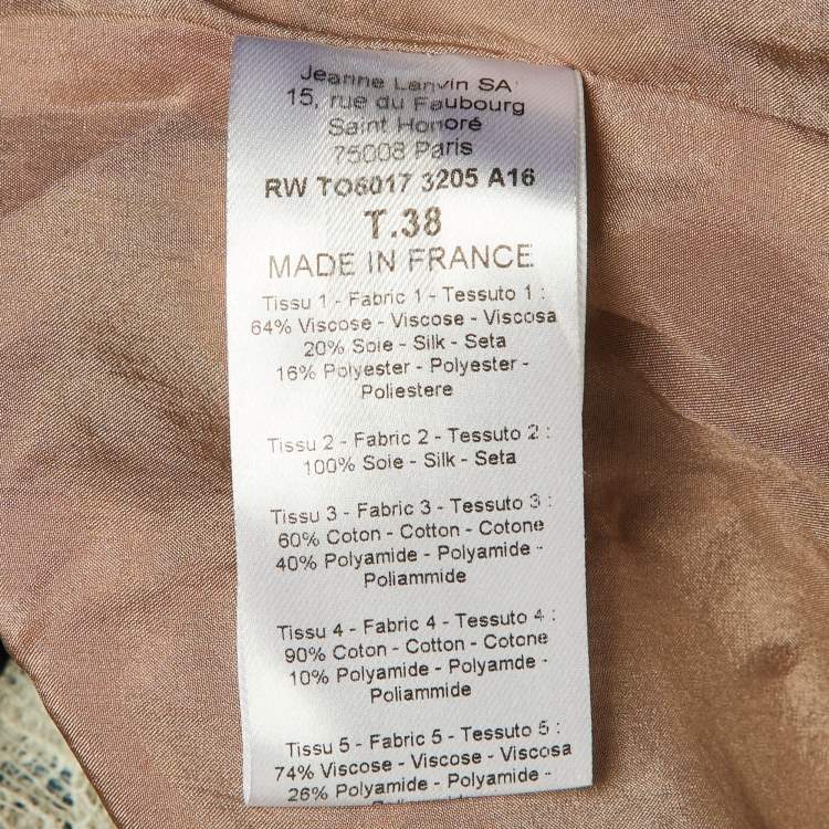 Pre Owned Lanvin Black Floral Brocade & Lace Ruffled Blouse M